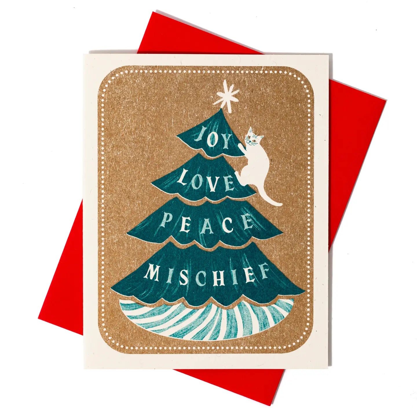 Joy Love Peace Mischief Cat Card