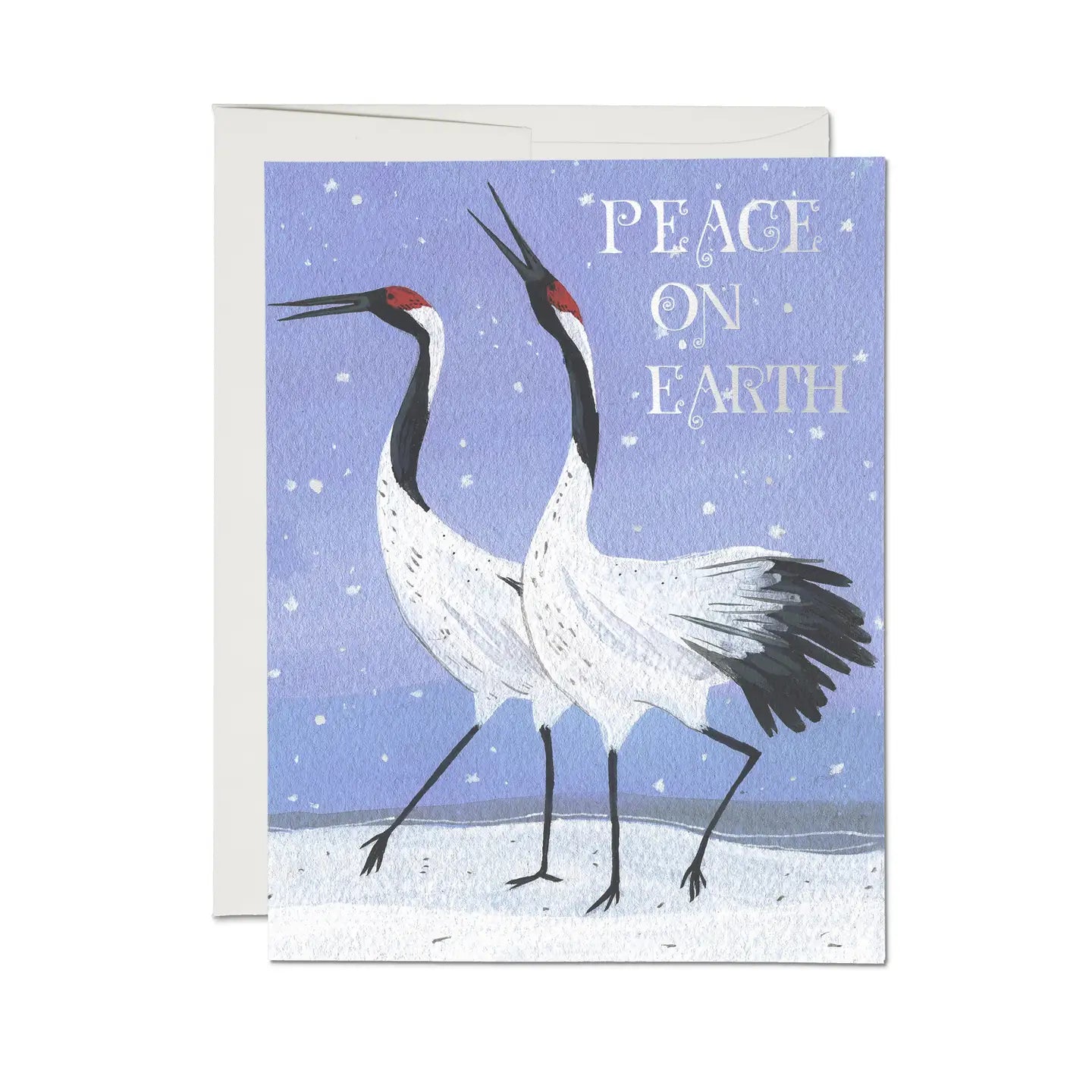 Snow Crane Peace on Earth Card