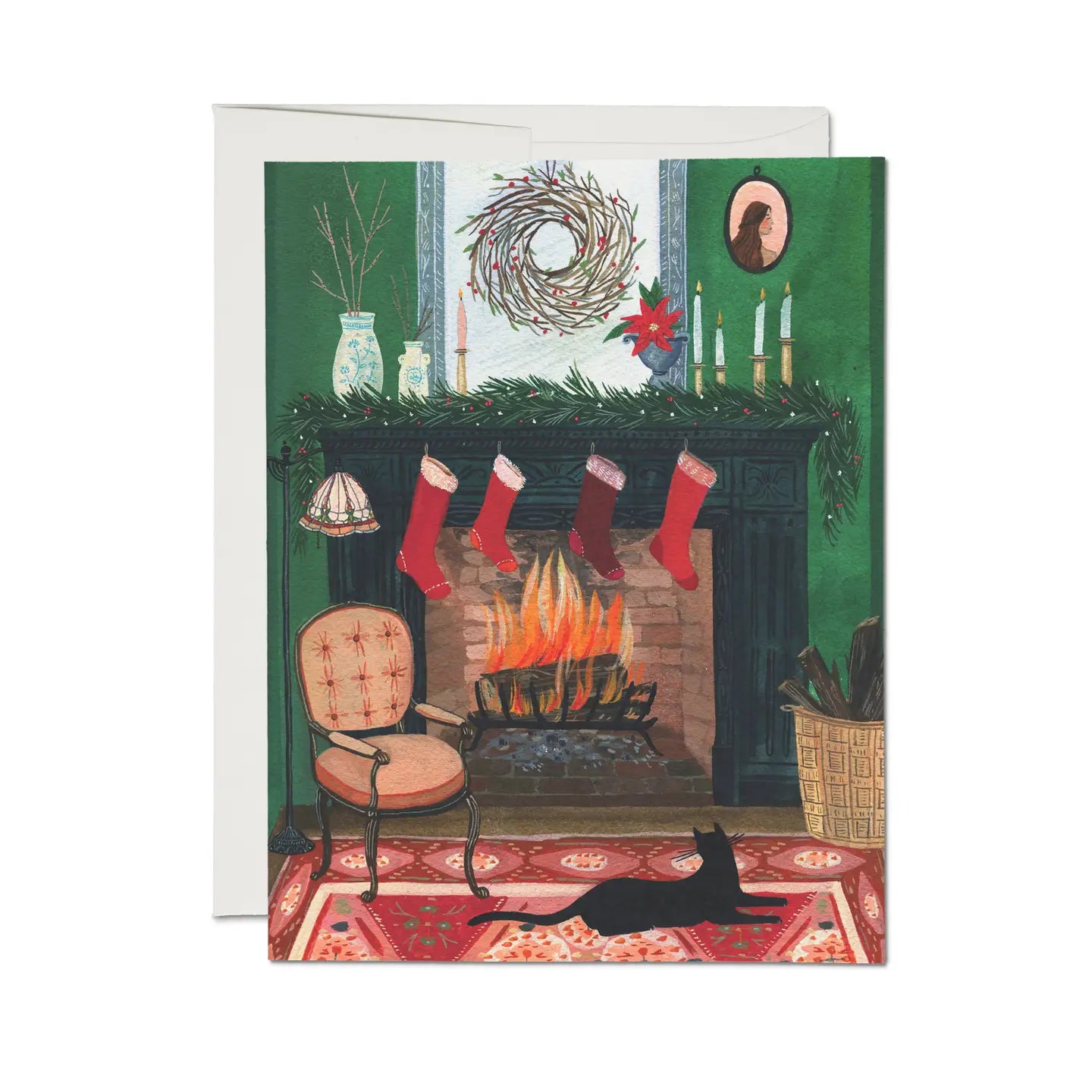 Christmas by the Fireplace Card